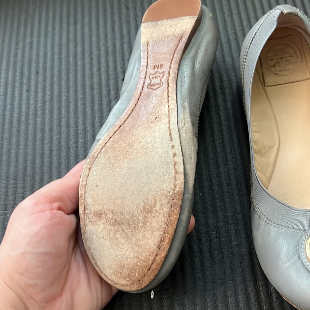 Tory Burch Caroline 2 Leather Ballet Flats Grey - image 8
